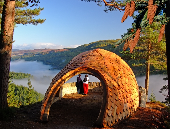 Craigvinean pine cone shelter, by Ronald Weir