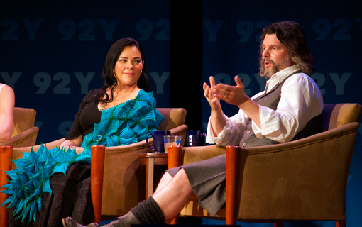 Author Diana Gabaldon and Ronald D. Moore at the New York premiere of Outlander