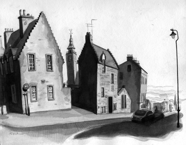 Ink drawing, Stirling Boys' Club 